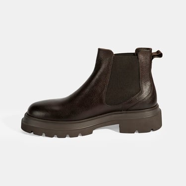  Erkek Kahve Lastik Detaylı Deri Bot