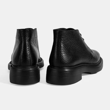  Erkek Siyah Bağcıklı Deri Bot