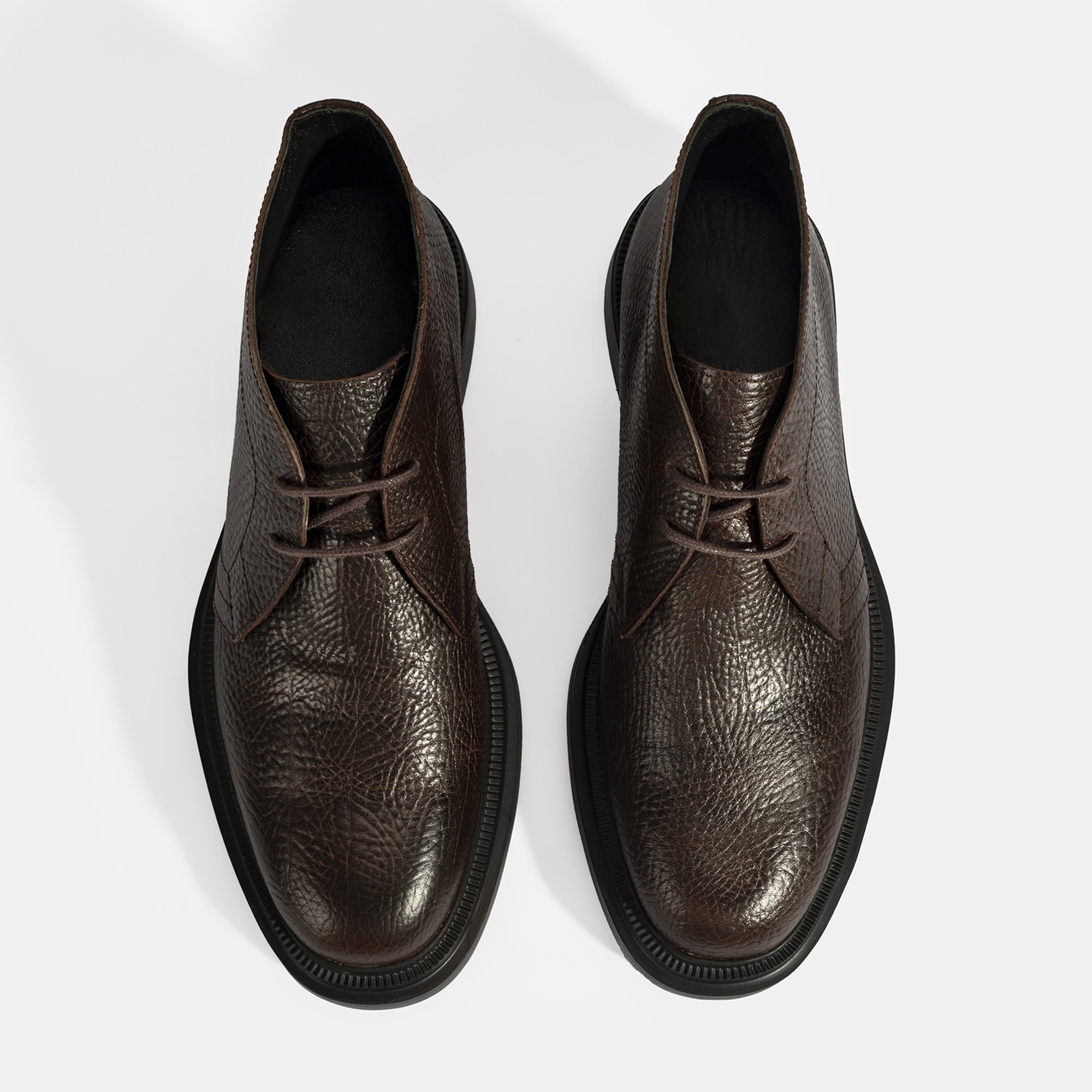 Erkek Kahve Bağcıklı Deri Bot