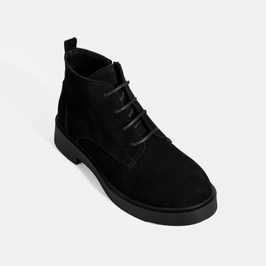  Kadın Siyah Bağcıklı Süet Bot