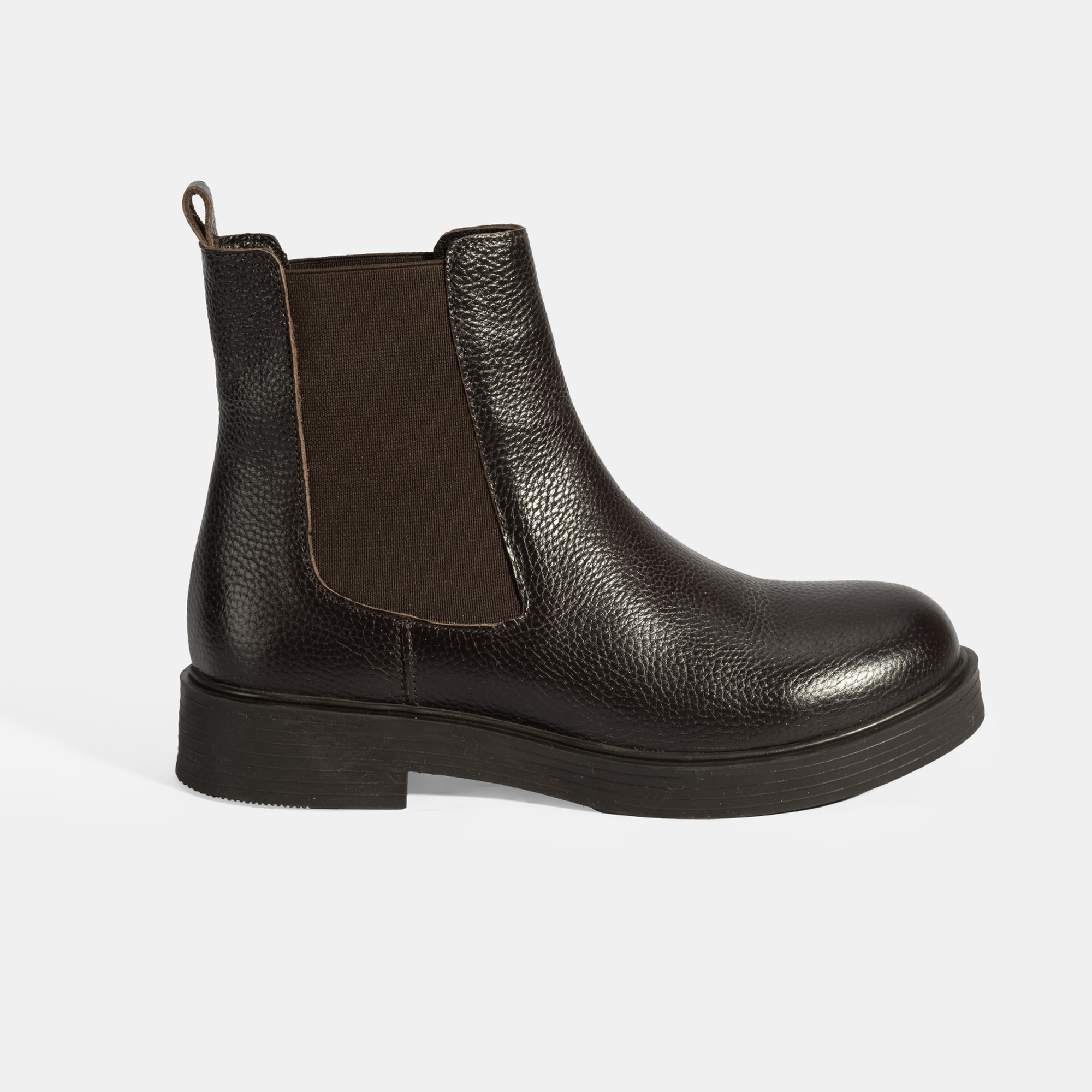 Kadın Kahve Lastik Detaylı Deri Bot