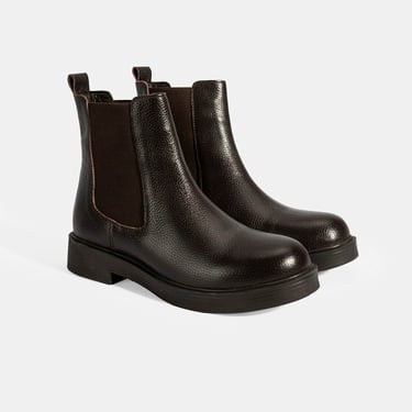  Kadın Kahve Lastik Detaylı Deri Bot