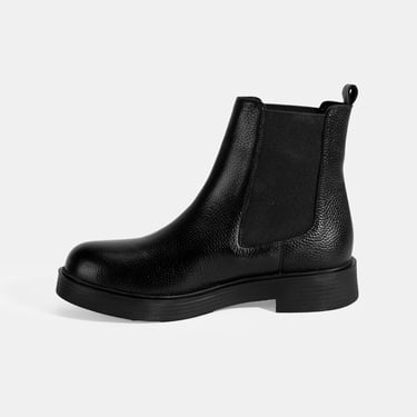  Kadın Siyah Lastik Detaylı Deri Bot