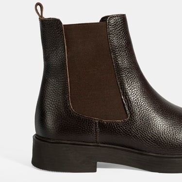  Kadın Kahve Lastik Detaylı Deri Bot