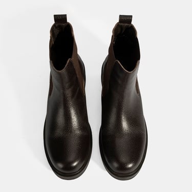  Kadın Kahve Lastik Detaylı Deri Bot