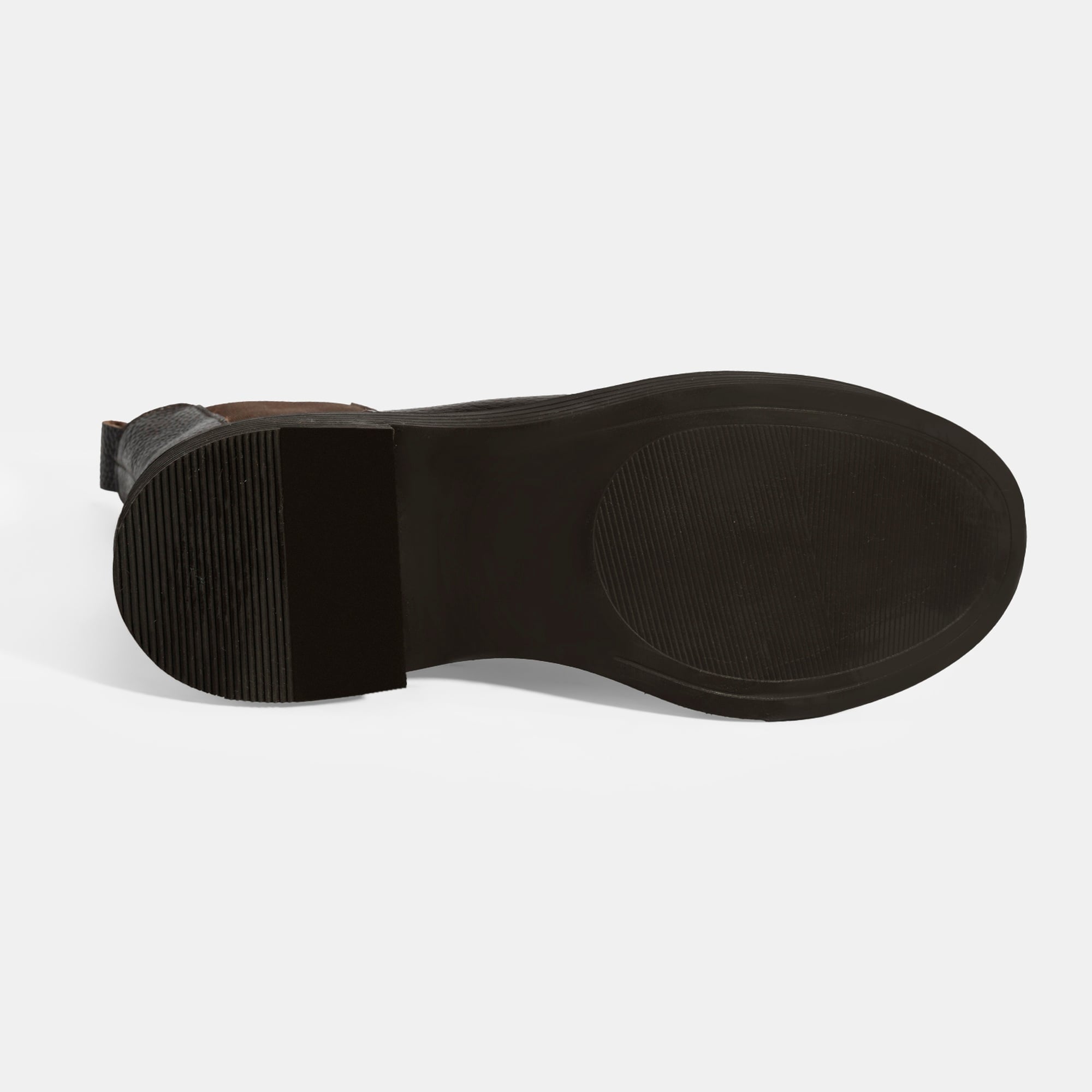 Kadın Kahve Lastik Detaylı Deri Bot