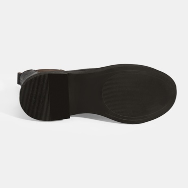  Kadın Kahve Lastik Detaylı Deri Bot