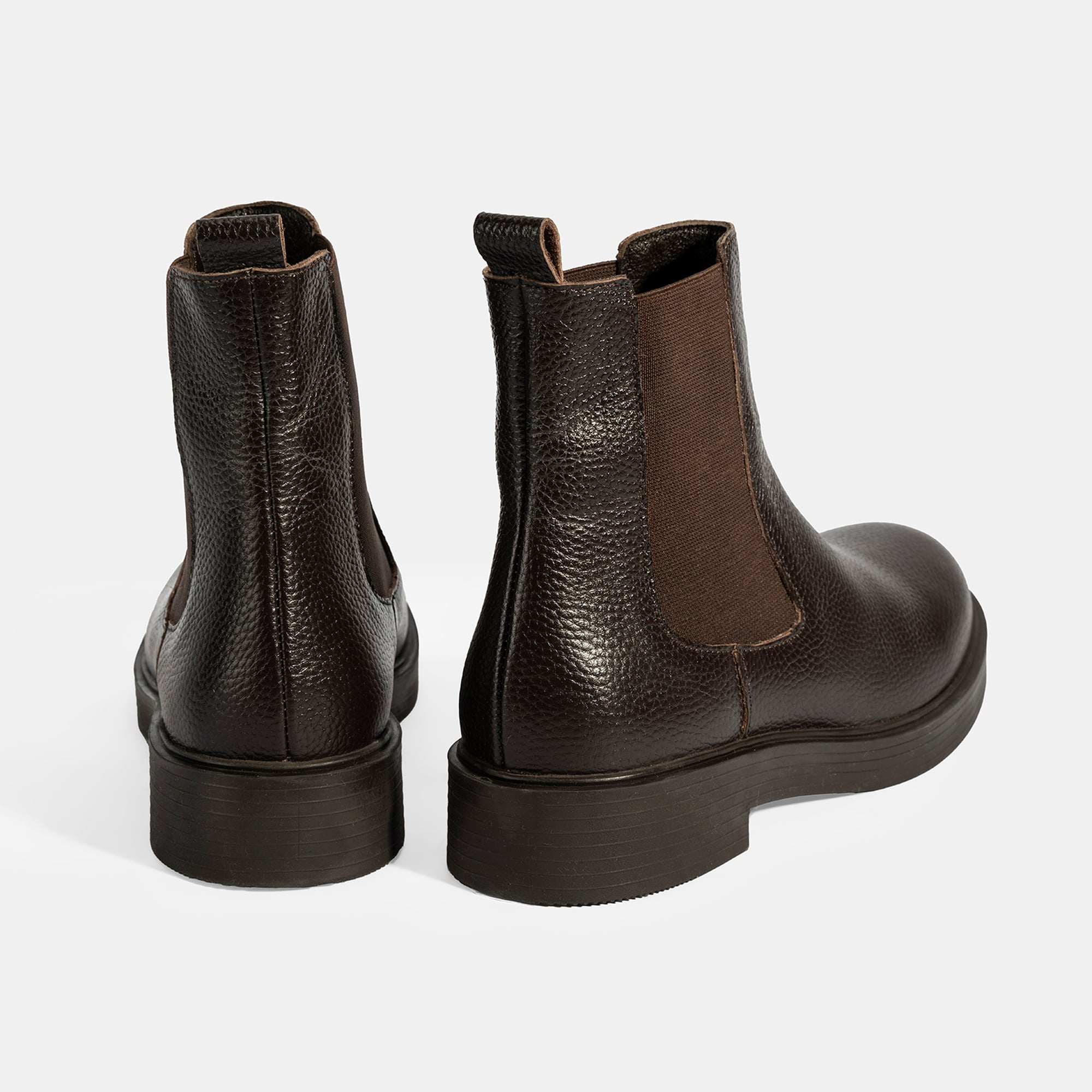 Kadın Kahve Lastik Detaylı Deri Bot