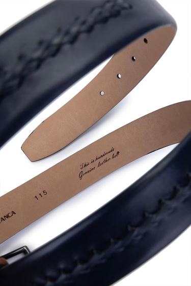  Tamer Tanca Erkek Hakiki Lacivert Deri Kemer