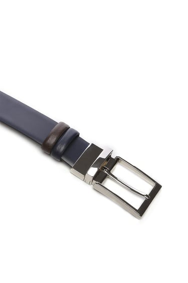  Tamer Tanca Erkek Hakiki Deri Lacivert Kemer