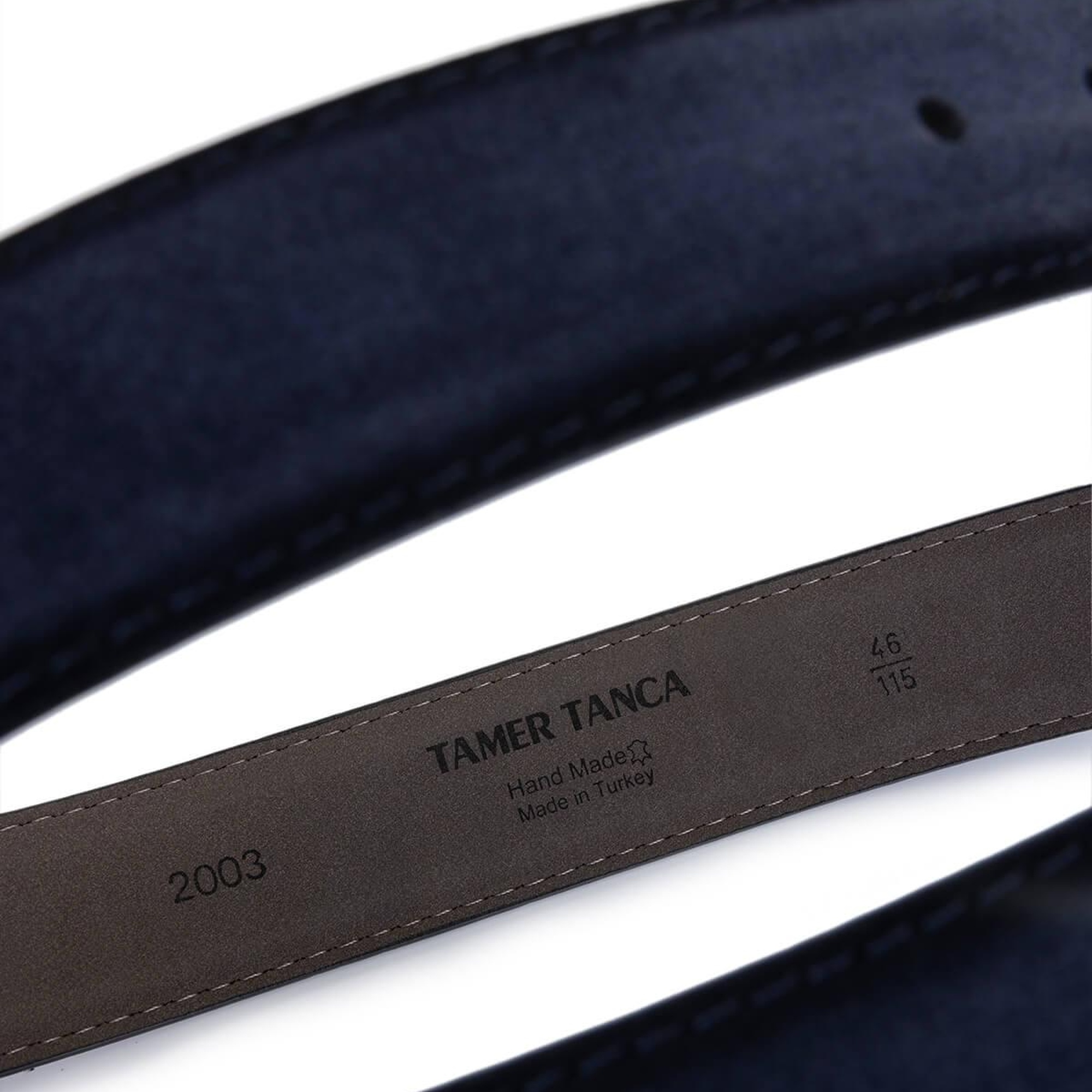 Tamer Tanca Erkek Hakiki Deri Lacivert Süet Spor Kemer