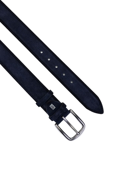  Tamer Tanca Erkek Hakiki Deri Lacivert Süet Spor Kemer