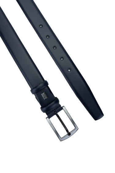  Tamer Tanca Erkek Hakiki Deri Lacivert Klasik Kemer