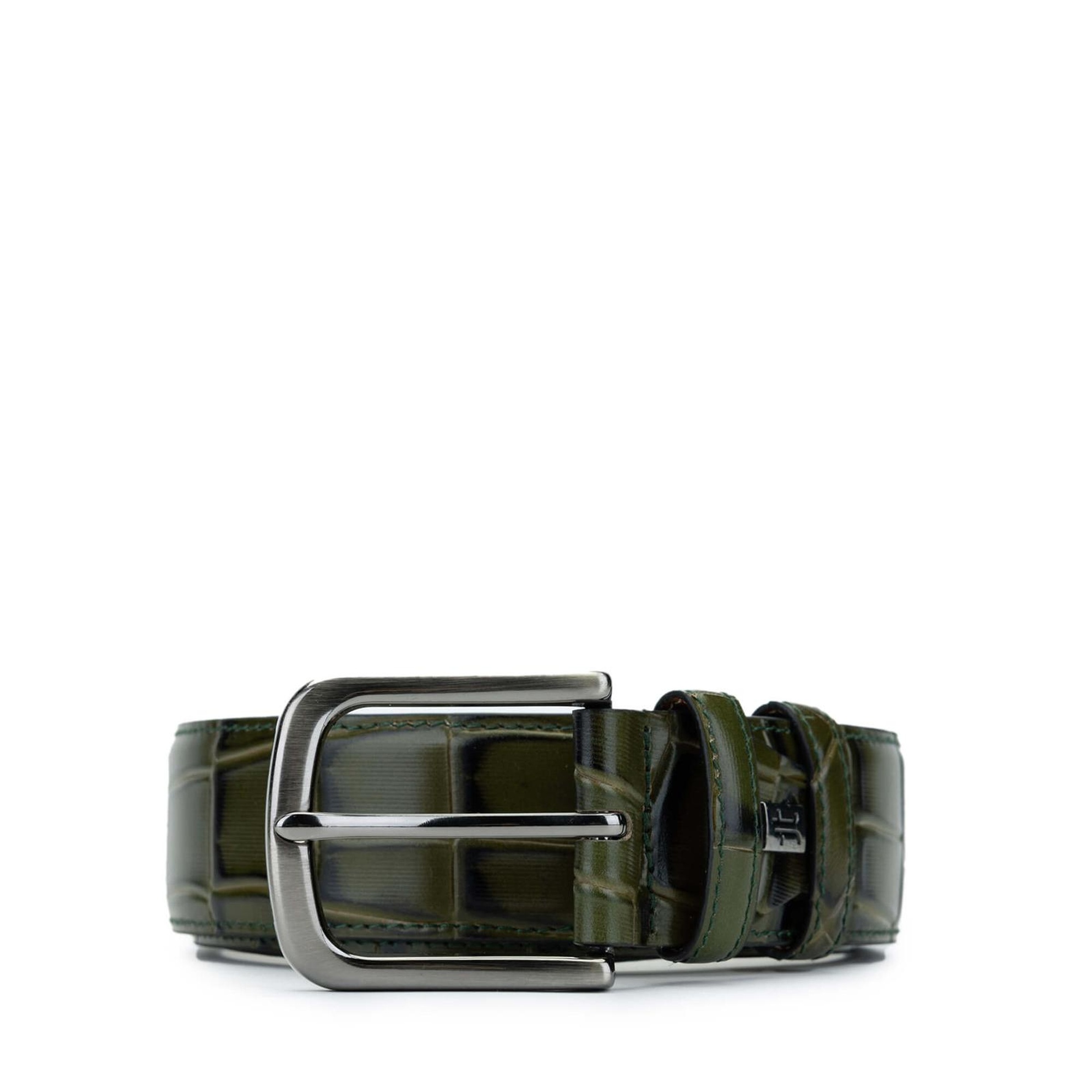 Tamer Tanca Erkek Hakiki Deri Yeşil Kroko Spor Kemer