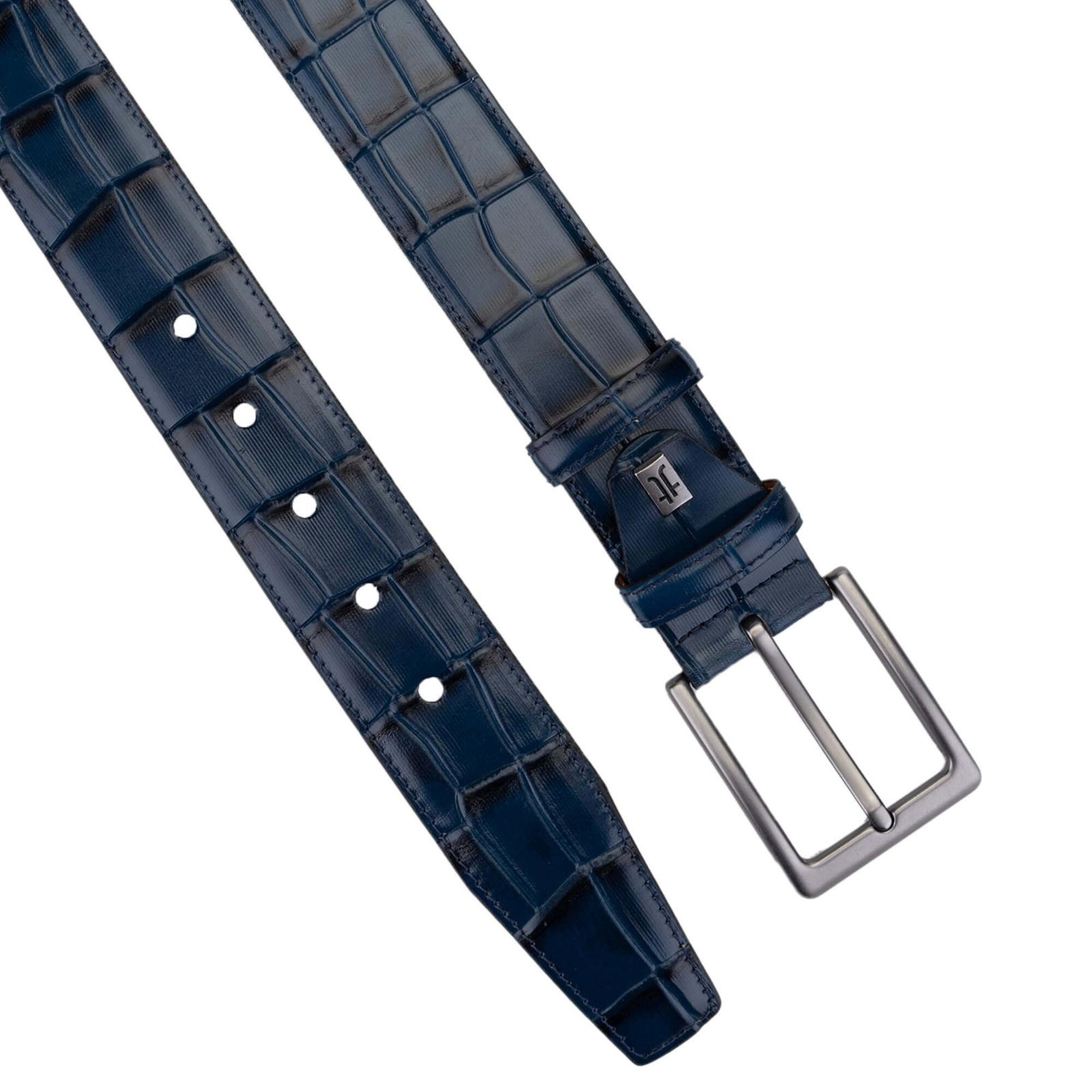 Tamer Tanca Erkek Hakiki Deri Lacivert Kroko Spor Kemer