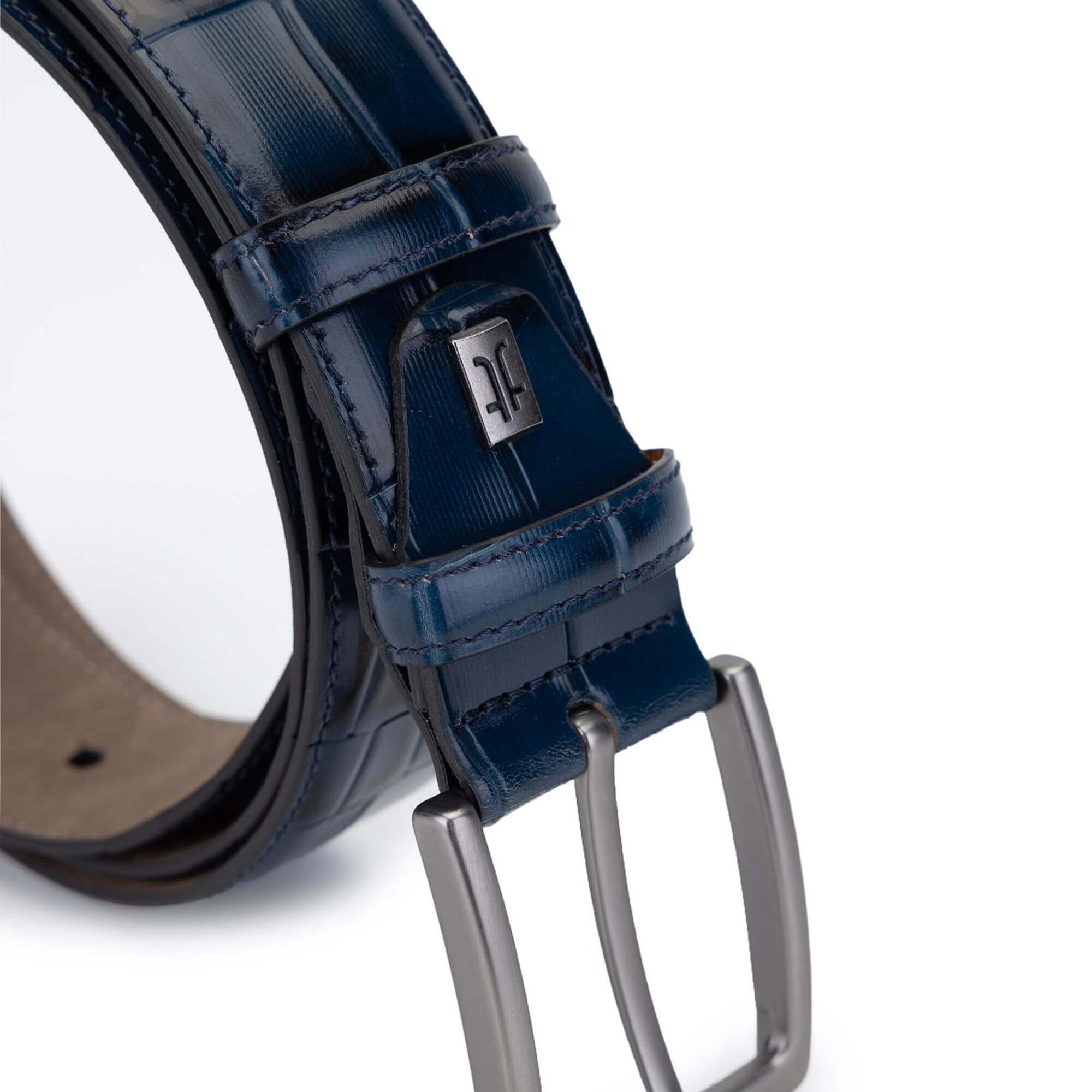 Tamer Tanca Erkek Hakiki Deri Lacivert Kroko Spor Kemer