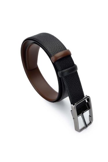  Tamer Tanca Erkek Hakiki Deri Siyah/Taba Kemer