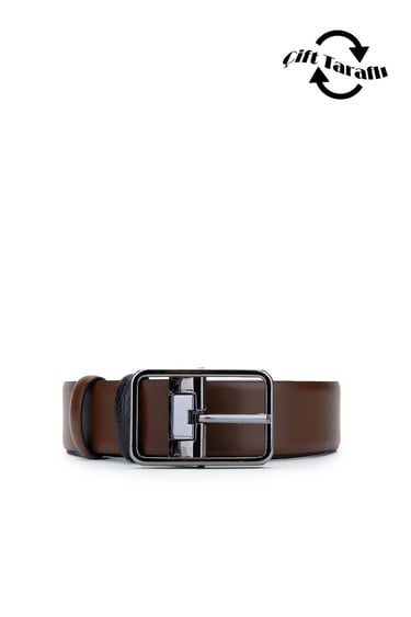  Tamer Tanca Erkek Hakiki Deri Siyah/Taba Kemer