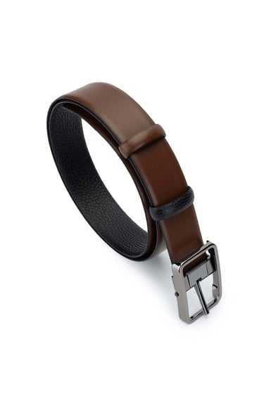  Tamer Tanca Erkek Hakiki Deri Siyah/Taba Kemer