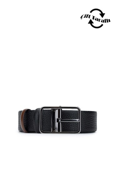  Tamer Tanca Erkek Hakiki Deri Siyah/Taba Kemer