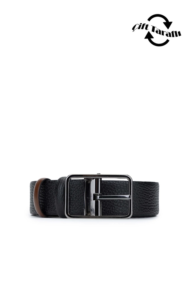  Tamer Tanca Erkek Hakiki Deri Siyah/Taba Kemer