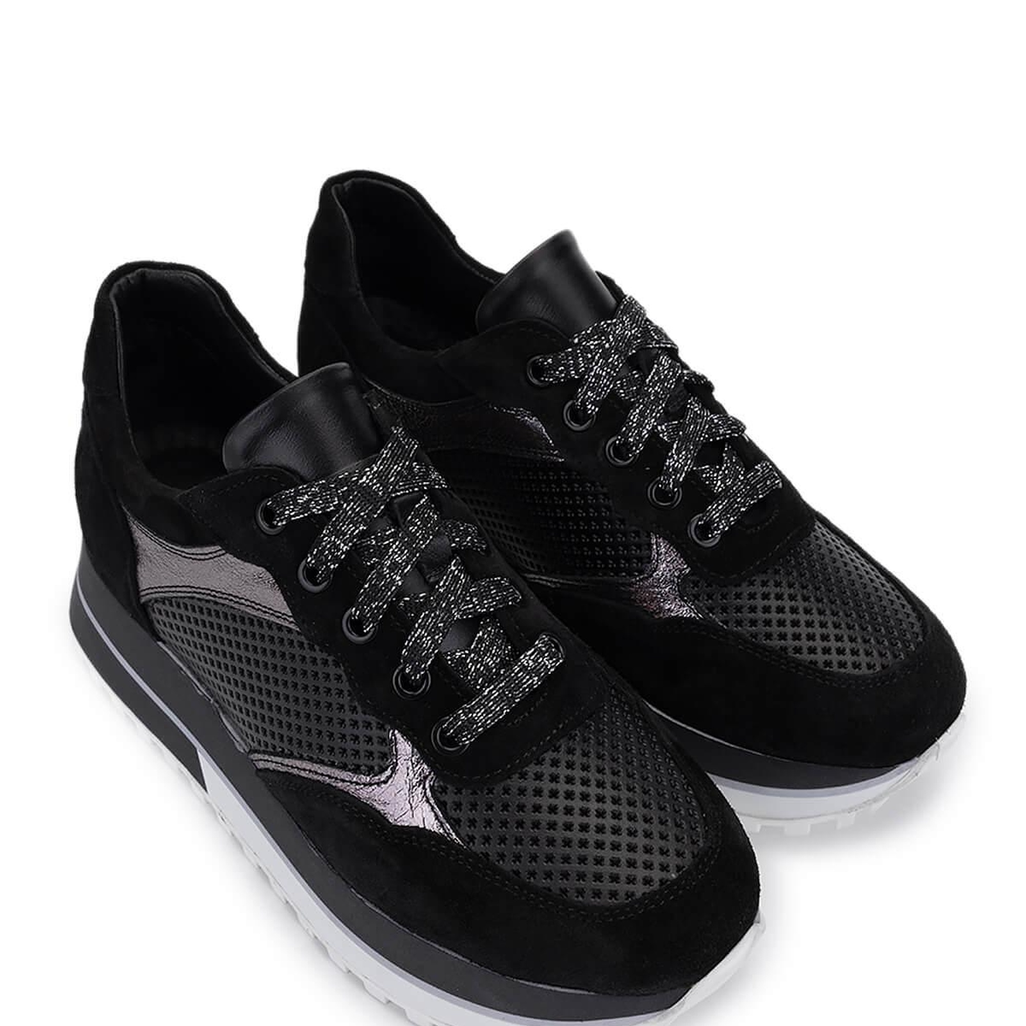 Tamer Tanca Kadın Hakiki Deri Siyah Süet Sneakers & Spor Ayakkabı