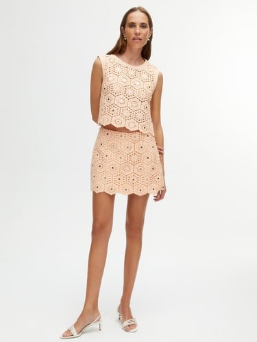  Brode İşlemeli Mini Etek