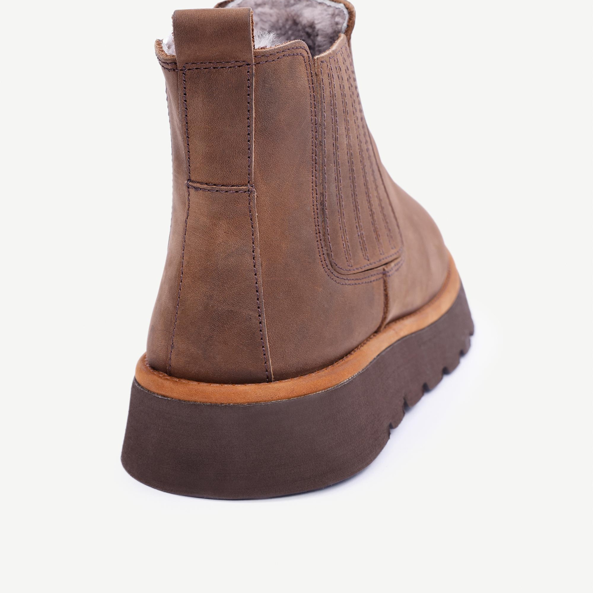 YARGICI Deri Lastikli İçi Kürklü Bot