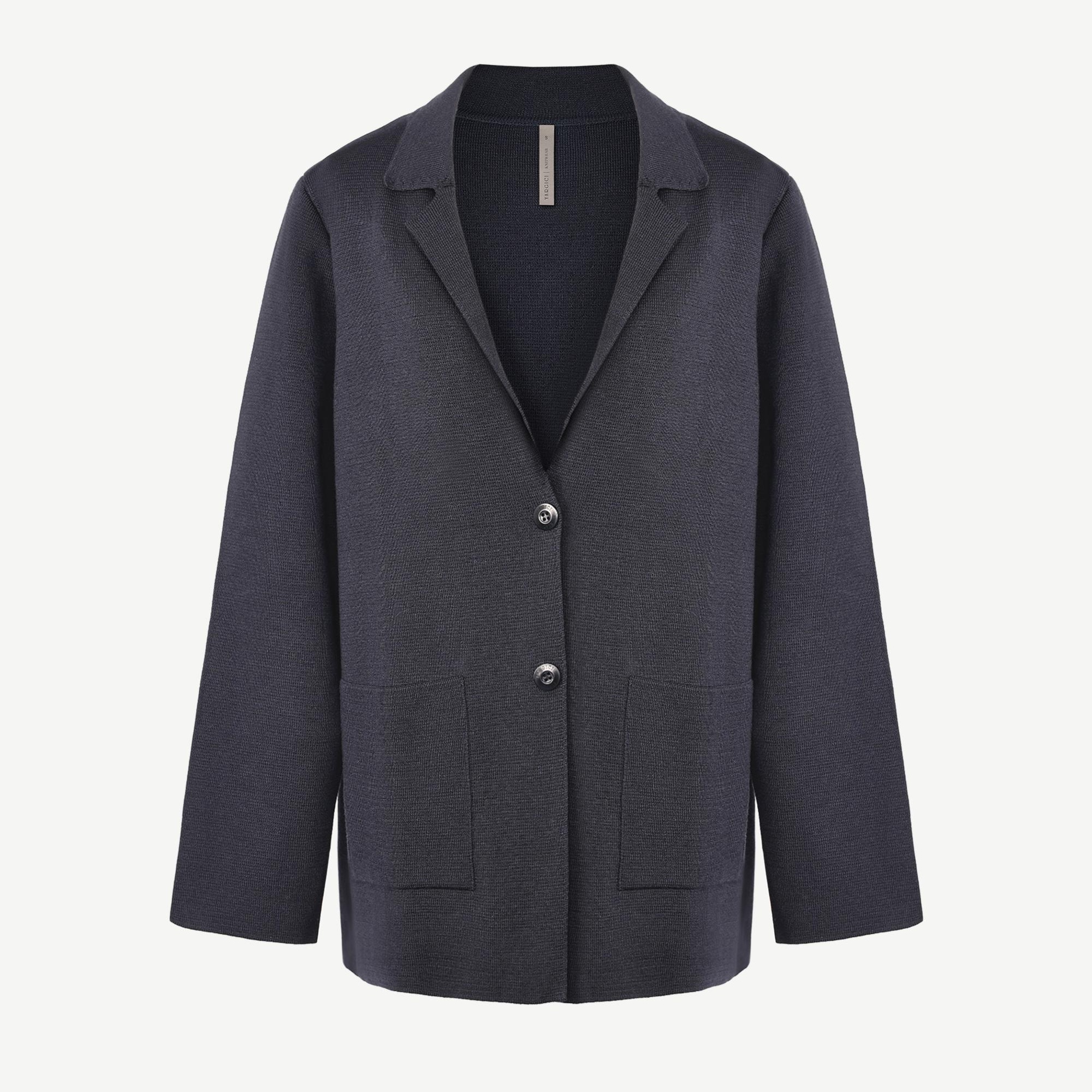 YARGICI Geniş Ceket Yaka Uzun Kol Hırka