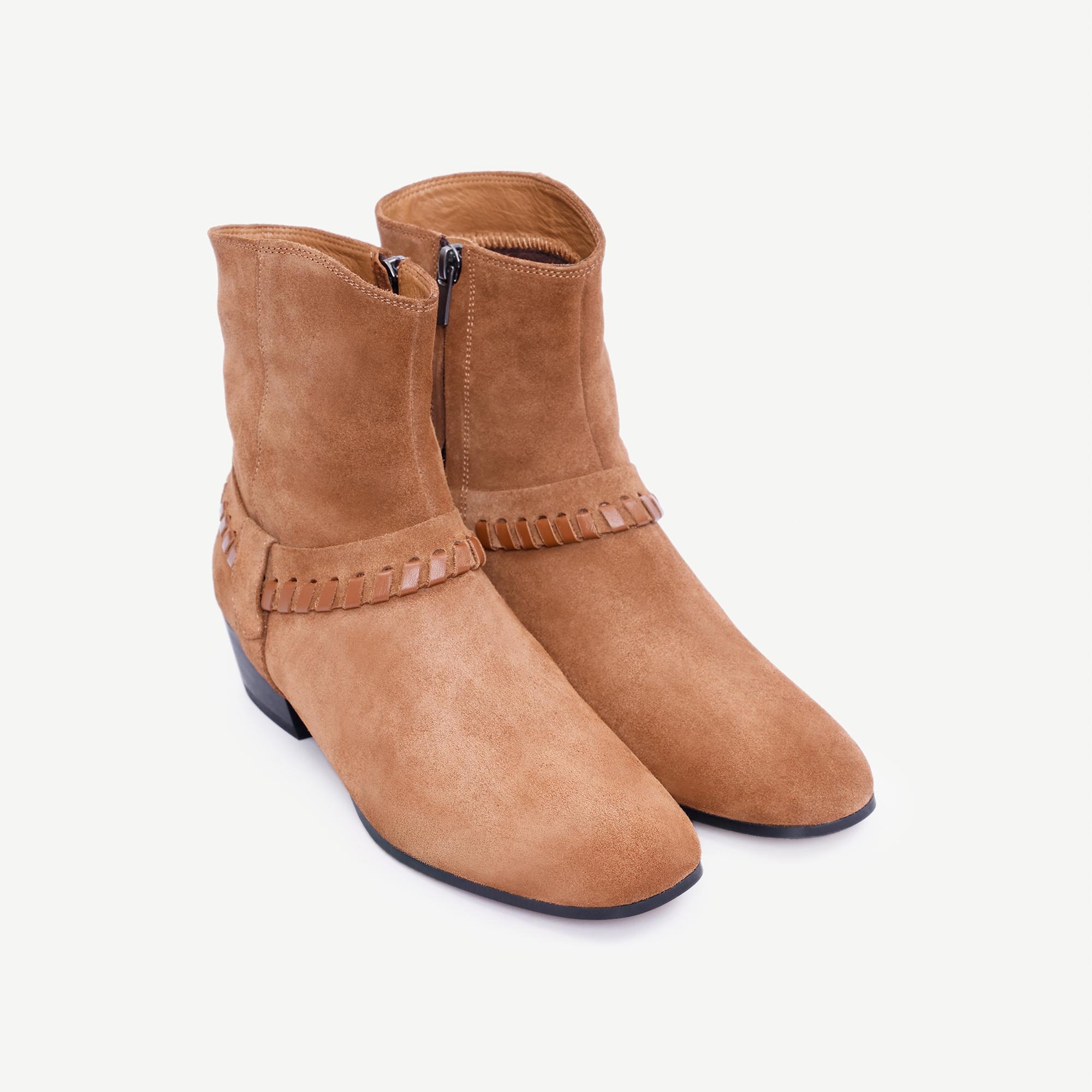 YARGICI Örgü Saraç Detaylı Western Deri Bot