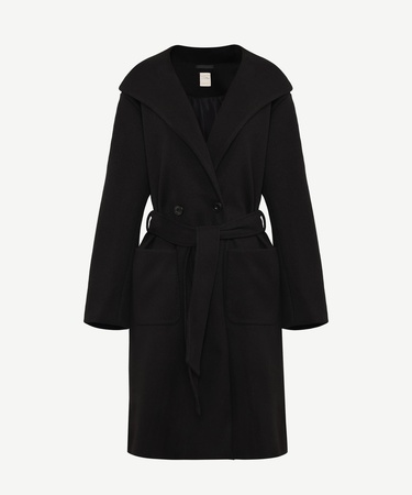  YARGICI Kapüşonlu Ve Kemerli Uzun Palto