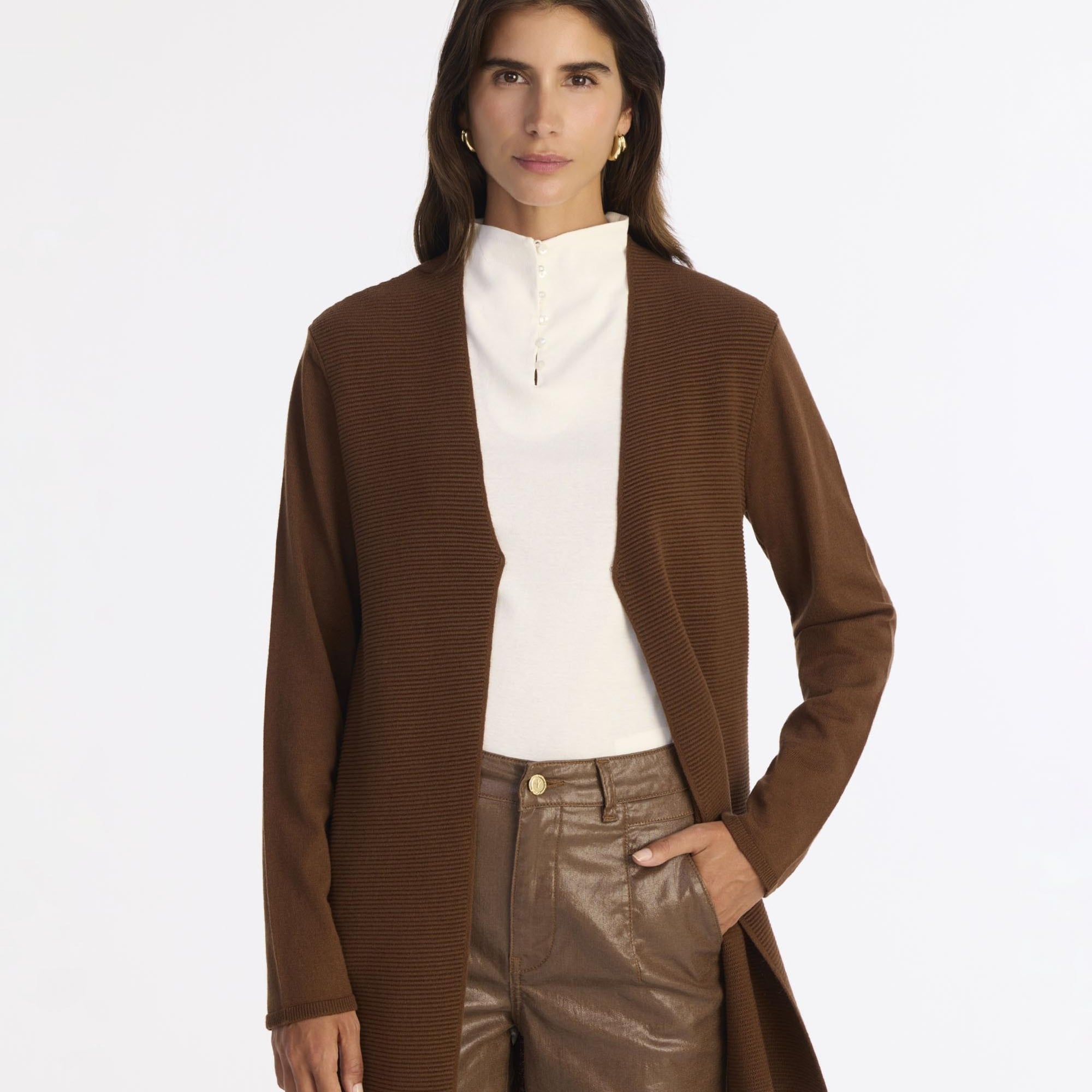 YARGICI Geniş V Yaka Uzun Kol Hırka