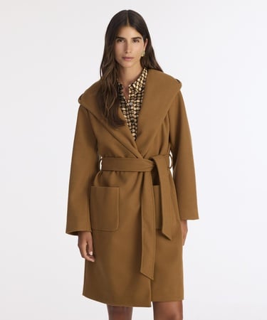  YARGICI Kapüşonlu Ve Kemerli Uzun Palto