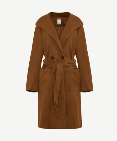  YARGICI Kapüşonlu Ve Kemerli Uzun Palto