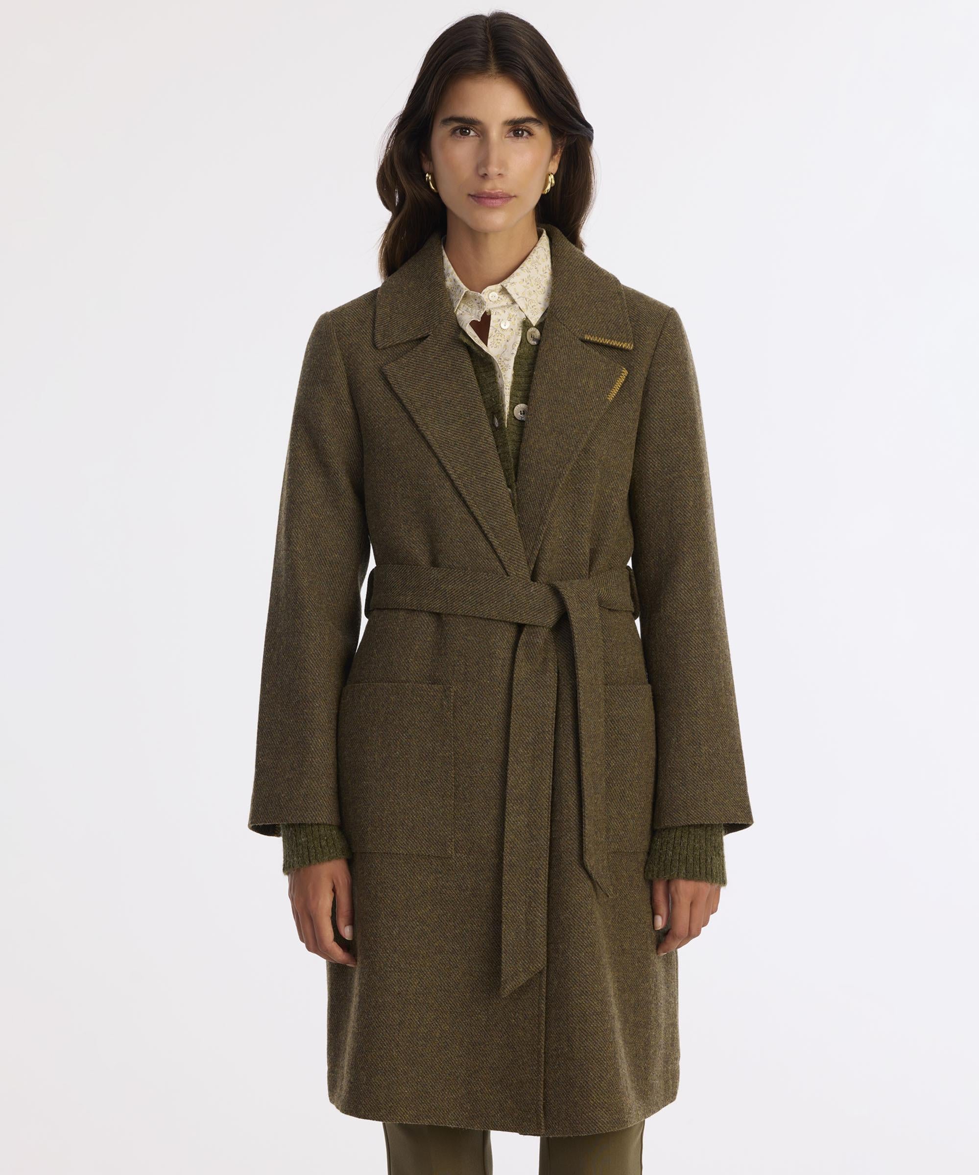  YARGICI Dikiş Detaylı Kemerli Uzun Palto