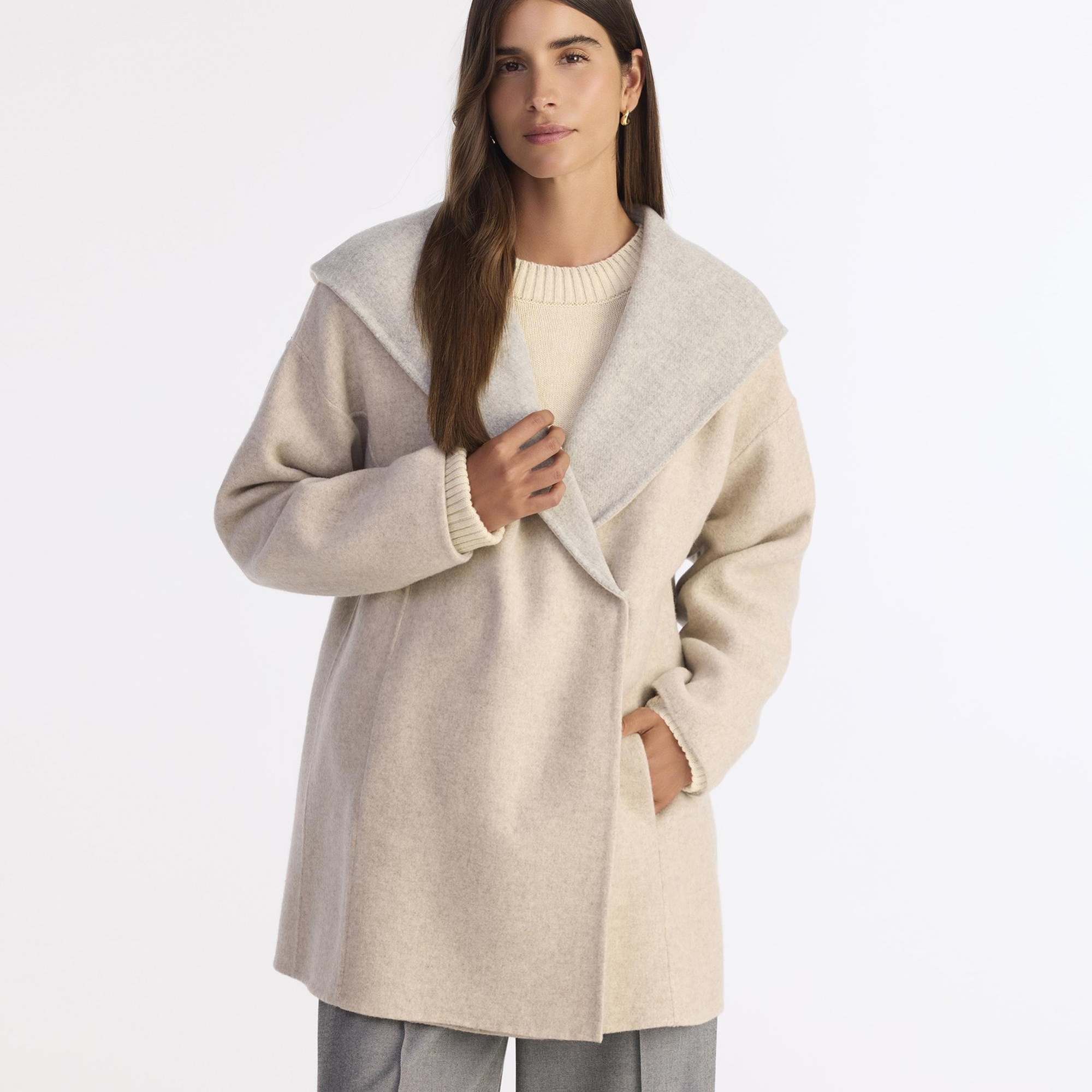 YARGICI Geniş Şal Yaka Uzun Kol Palto