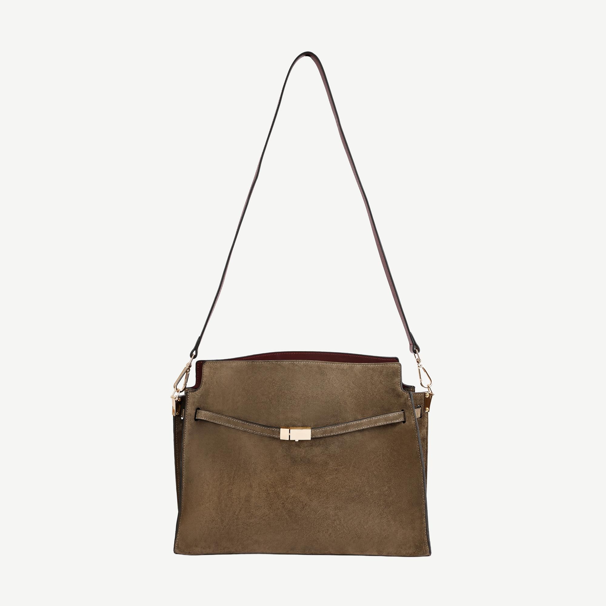 YARGICI Kemer Detaylı Süet Deri Omuz Çantası