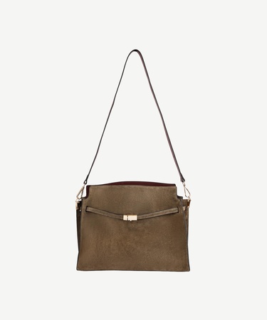  YARGICI Kemer Detaylı Süet Deri Omuz Çantası