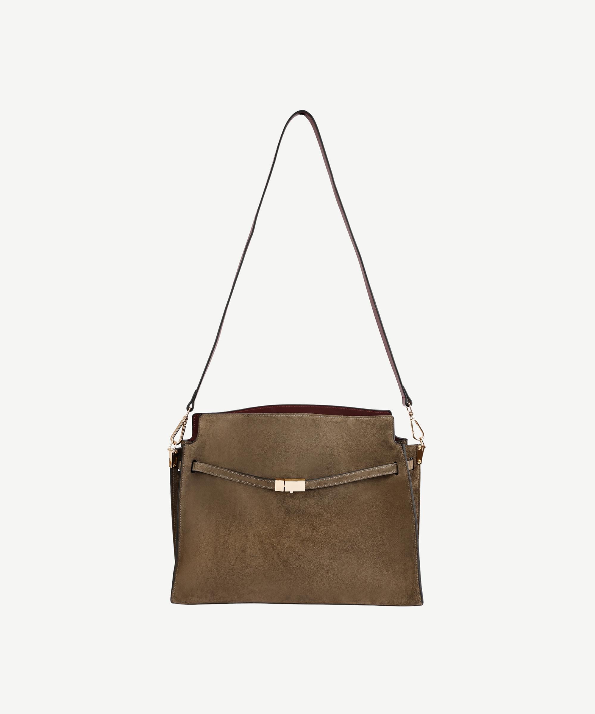  YARGICI Kemer Detaylı Süet Deri Omuz Çantası