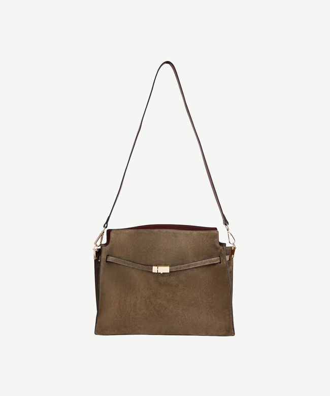  YARGICI Kemer Detaylı Süet Deri Omuz Çantası