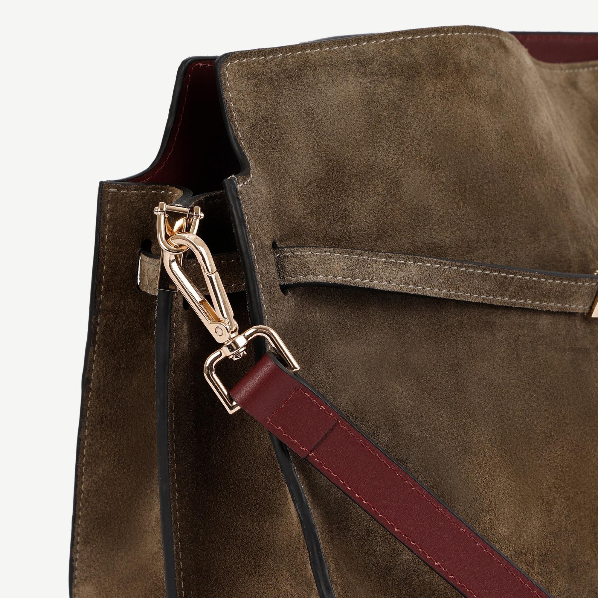 YARGICI Kemer Detaylı Süet Deri Omuz Çantası