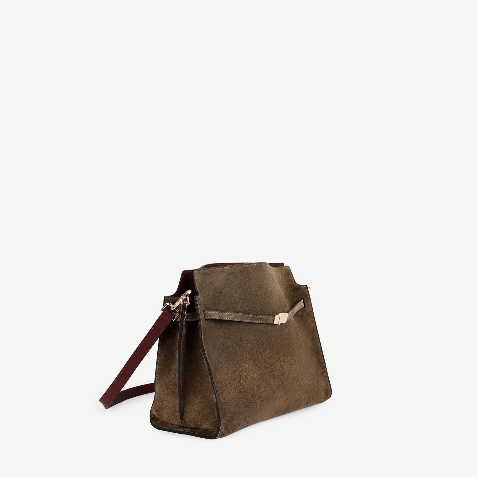 YARGICI Kemer Detaylı Süet Deri Omuz Çantası