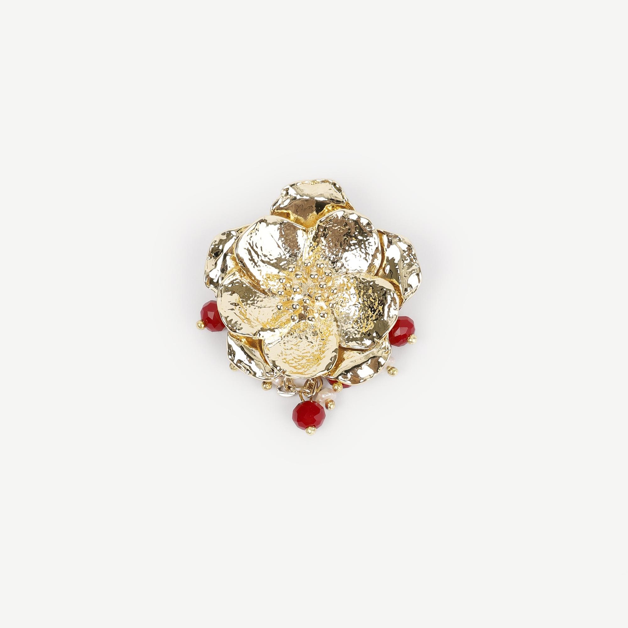 YARGICI Çiçek Figürlü Ve İnci Detaylı Broş