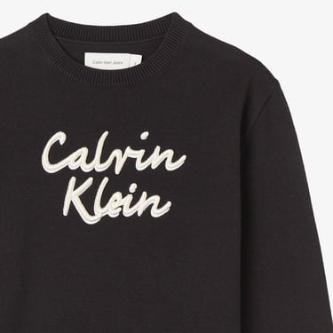  Calvin Klein Logo Metallic Intersia Çocuk Siyah Triko