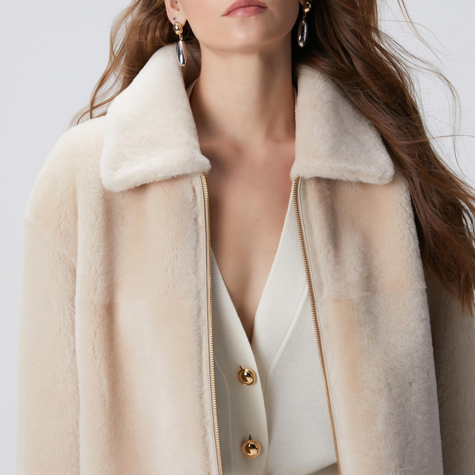 Network Kadın Bej Çift Taraflı Deri Kaban