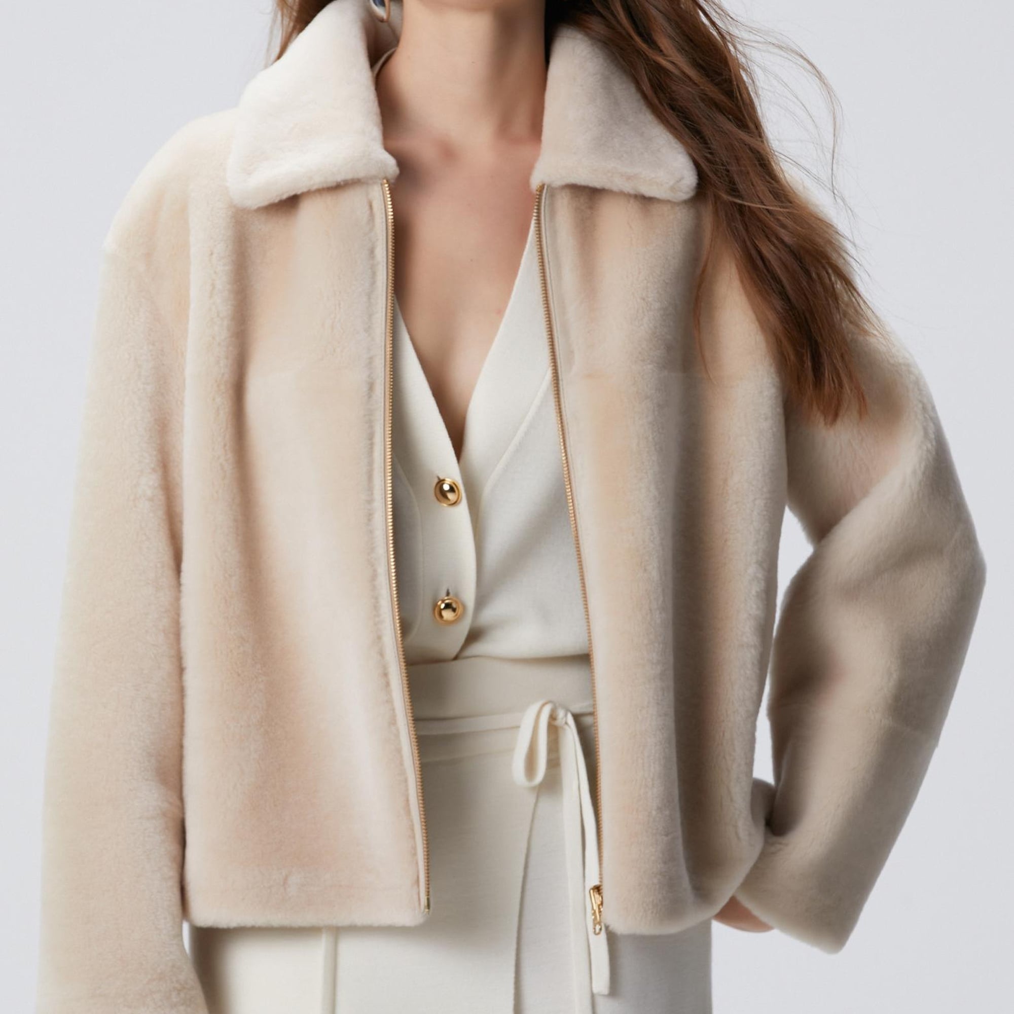 Network Kadın Bej Çift Taraflı Deri Kaban