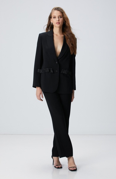  Network Kadın Siyah Abiye Pantolon