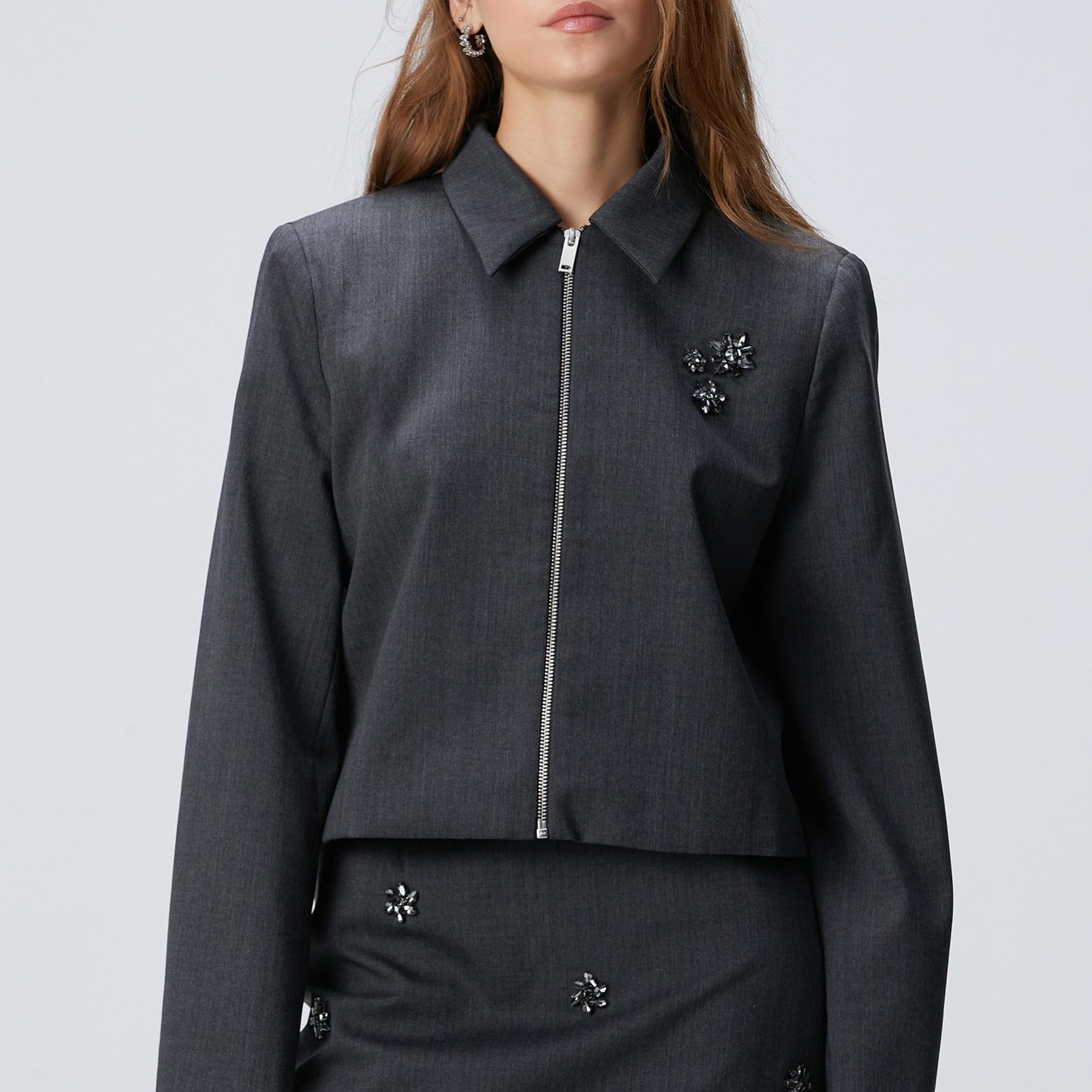 Network Kadın Koyu Gri Yün Karışımlı Ceket