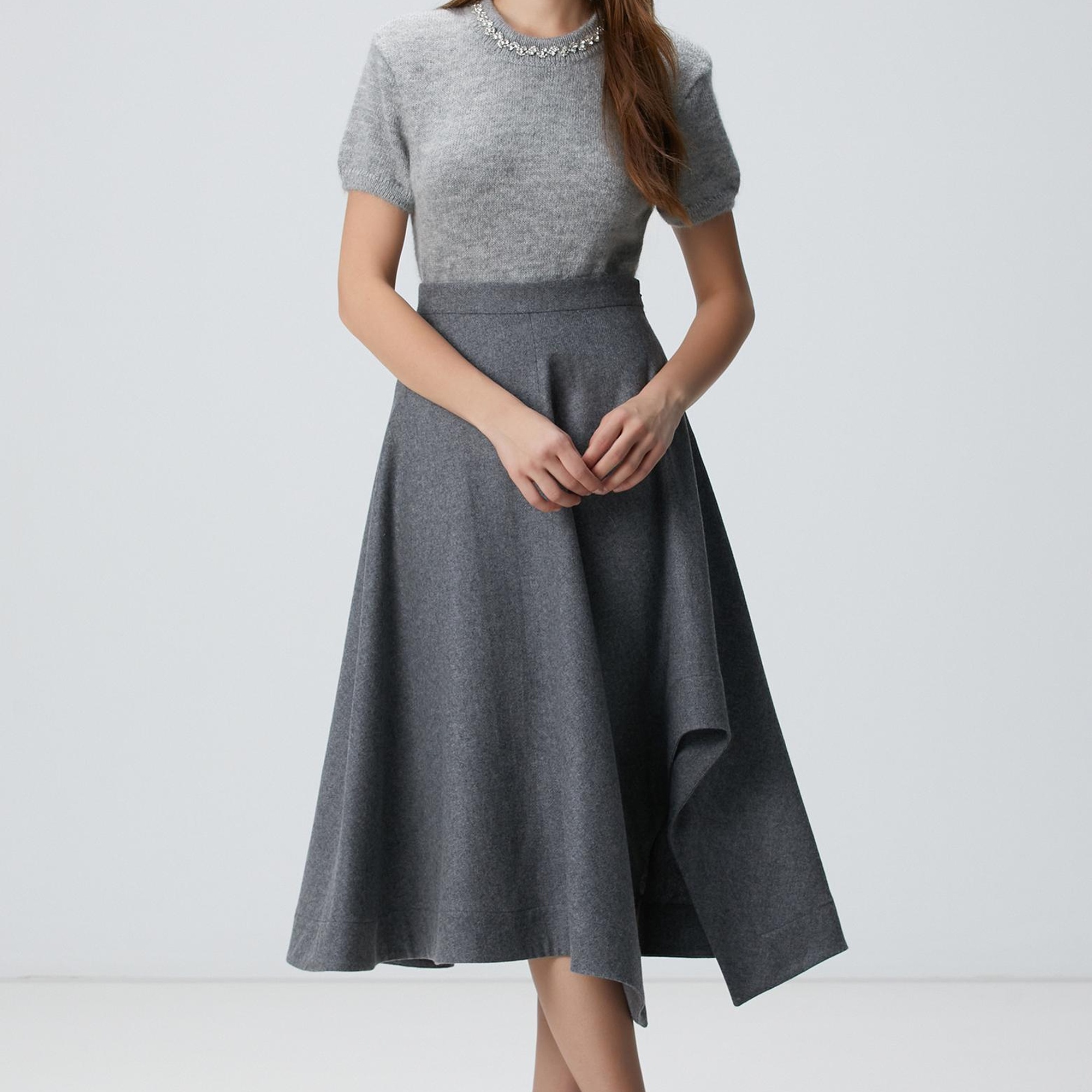 Network Kadın Gri Melanj Kazak