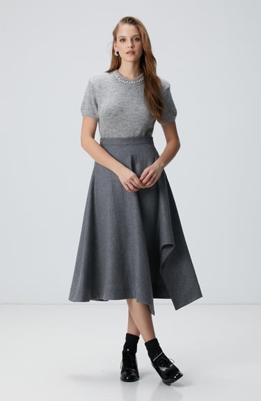  Network Kadın Gri Melanj Kazak